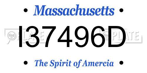 I37496D Massachusetts License Plate