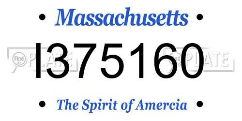 I375160 Massachusetts License Plate