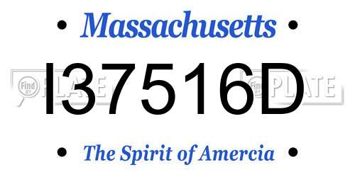 I37516D Massachusetts License Plate
