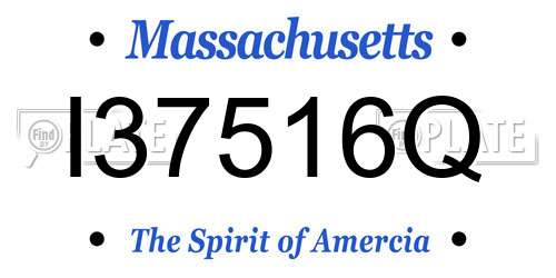 I37516Q Massachusetts License Plate