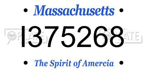 I375268 Massachusetts License Plate