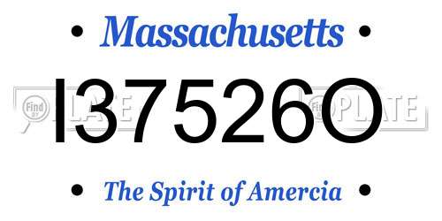 I37526O Massachusetts License Plate