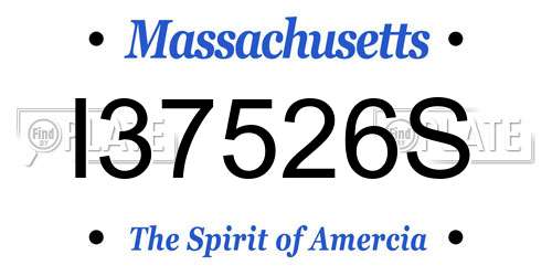 I37526S Massachusetts License Plate