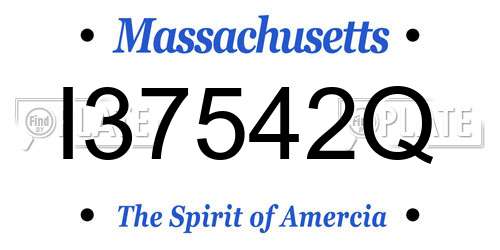 I37542Q Massachusetts License Plate