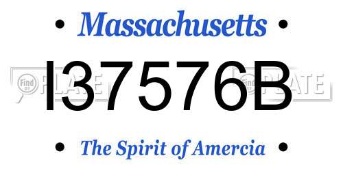 I37576B Massachusetts License Plate