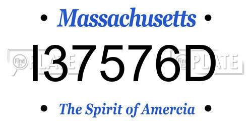 I37576D Massachusetts License Plate
