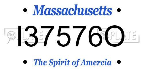I37576O Massachusetts License Plate