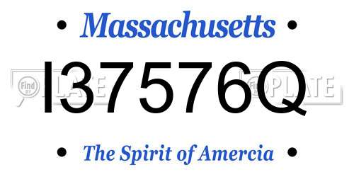 I37576Q Massachusetts License Plate