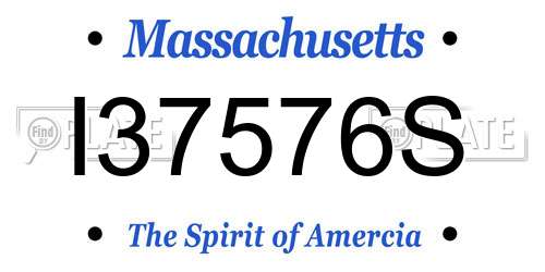 I37576S Massachusetts License Plate