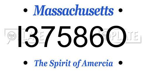 I37586O Massachusetts License Plate