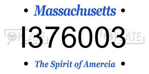 I376003 Massachusetts License Plate