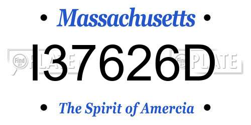 I37626D Massachusetts License Plate