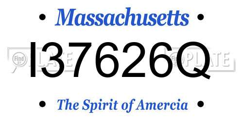 I37626Q Massachusetts License Plate