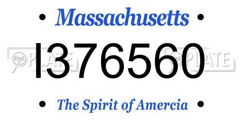 I376560 Massachusetts License Plate
