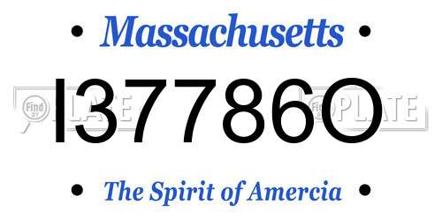 I37786O Massachusetts License Plate