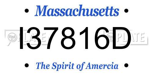 I37816D Massachusetts License Plate