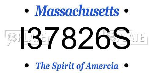 I37826S Massachusetts License Plate
