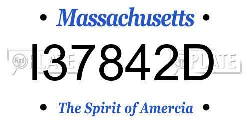 I37842D Massachusetts License Plate