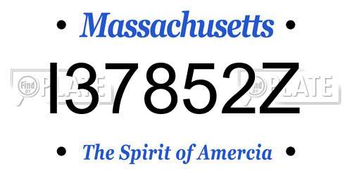 I37852Z Massachusetts License Plate