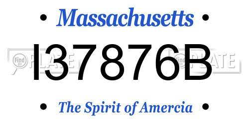 I37876B Massachusetts License Plate