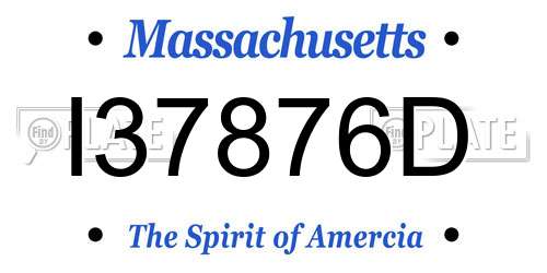 I37876D Massachusetts License Plate