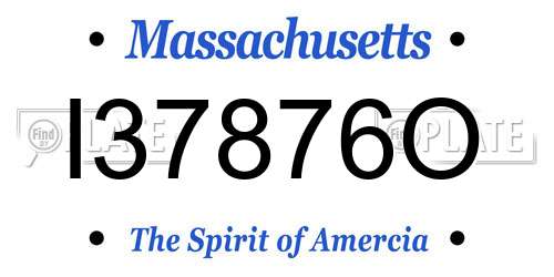 I37876O Massachusetts License Plate