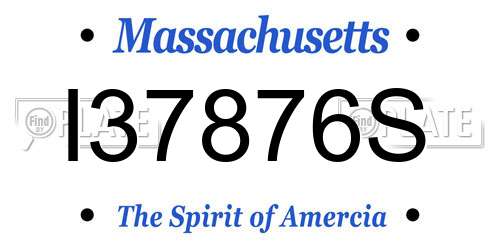 I37876S Massachusetts License Plate