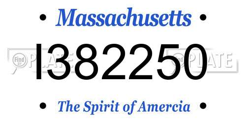 I382250 Massachusetts License Plate