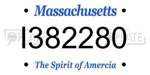 I382280 Massachusetts License Plate