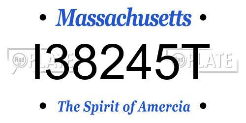 I38245T Massachusetts License Plate