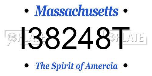 I38248T Massachusetts License Plate