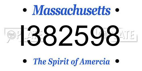 I382598 Massachusetts License Plate