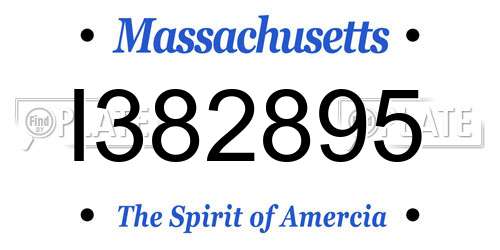 I382895 Massachusetts License Plate