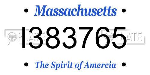 I383765 Massachusetts License Plate