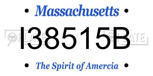 I38515B Massachusetts License Plate