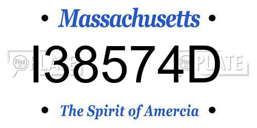 I38574D Massachusetts License Plate