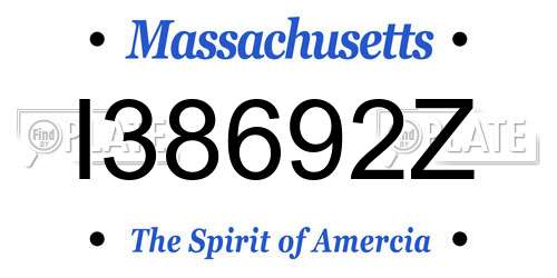 I38692Z Massachusetts License Plate