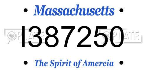 I387250 Massachusetts License Plate