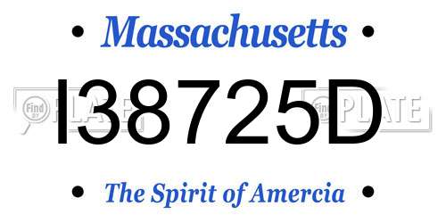 I38725D Massachusetts License Plate