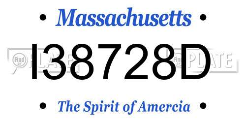 I38728D Massachusetts License Plate