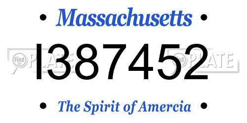I387452 Massachusetts License Plate