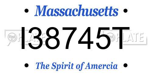 I38745T Massachusetts License Plate