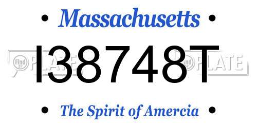 I38748T Massachusetts License Plate