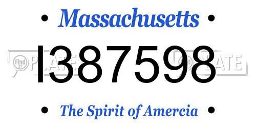 I387598 Massachusetts License Plate