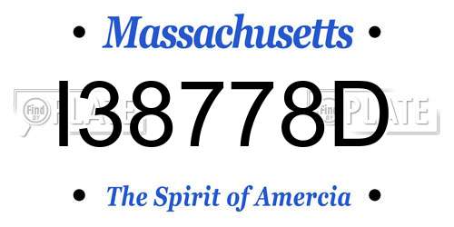 I38778D Massachusetts License Plate