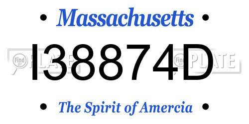 I38874D Massachusetts License Plate
