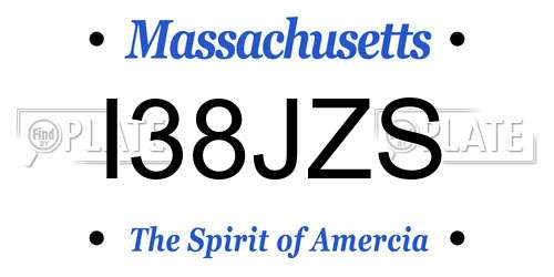 I38JZS Massachusetts License Plate