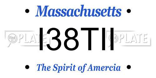 I38TII Massachusetts License Plate