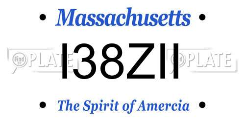 I38ZII Massachusetts License Plate