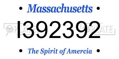 I392392 Massachusetts License Plate